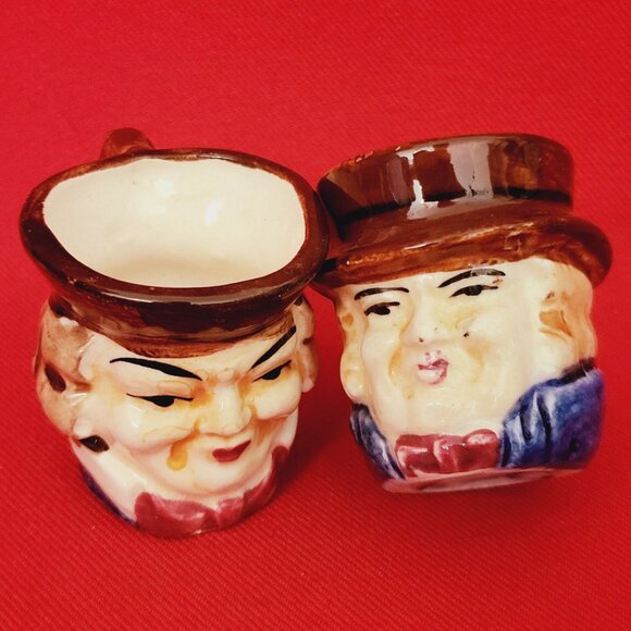 Vintage Small Toby Mugs with Brown Bowler Hat Set of 2 - Picture 9 of 11
